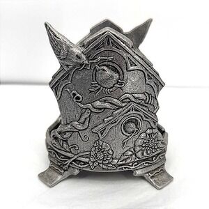 Carson Pewter Birdhouse Footed Votive Jar Candle Holder Whimsygoth Nature